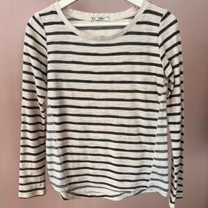 Grifflin Paris Black & White Breton Striped Crewneck Knit Sweater - Small